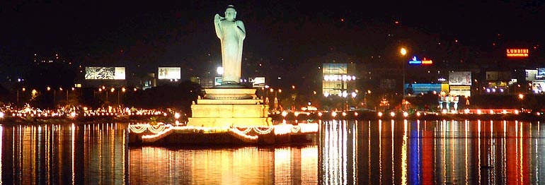 Buddha Statue in Hyderabad When Buddha wailed for help!! In the lap of twin