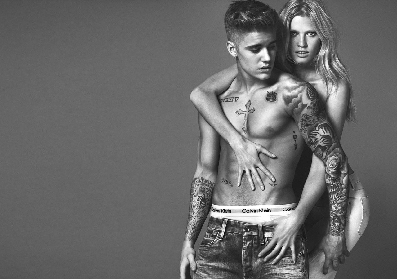 Justin Bieber and Lara Stone In Calvin Klein new advert