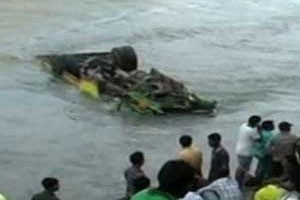 bus falls into river