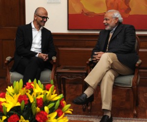 Microsoft CEO Satya Nadella with Narendra Modi.