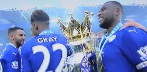 Leicester city with championship trophy