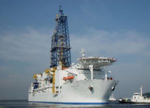 The deep water vessel Chikyu used for scientific drilling operations NGHP-02 designed by the Japanese Government.