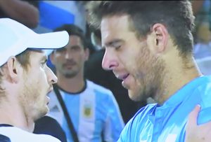 Del Potro being consoled by Andy