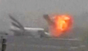 The plane burst into flames