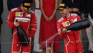Vettel and Raikm at the podium