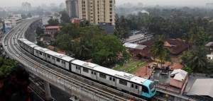 Kochi Metro spanning the coconut groves