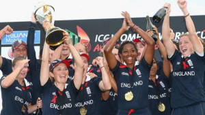 England Women's Cricket lifting the World Cup for the fourth time