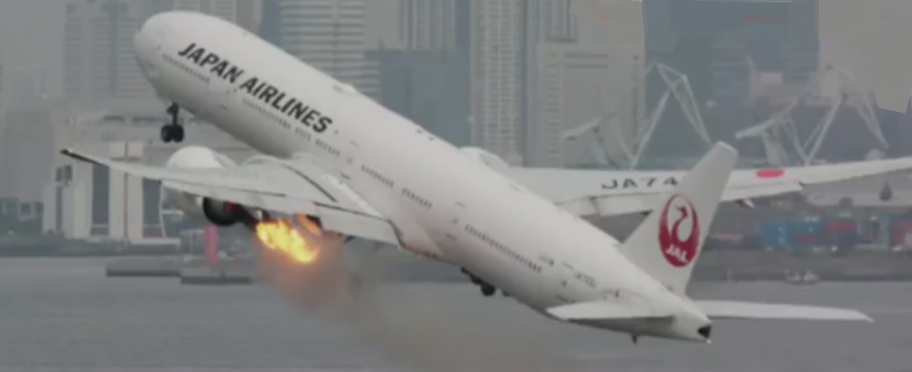 JAL Airlines in flames