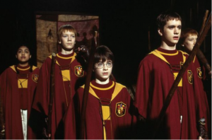 Harry Potter Daniel Radcliff wiht his Gryffindor quidditch team