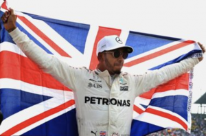 Victorious Lewis Hamilton after winning his fourth title