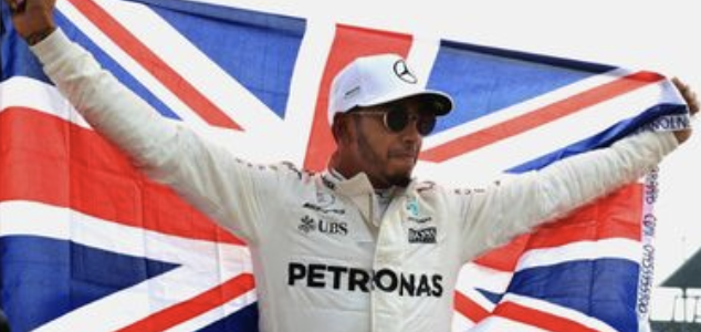 Victorious Lewis Hamilton after winning his fourth title
