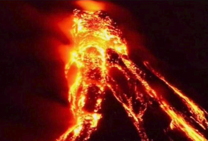 Mount Mayon spewing out lava