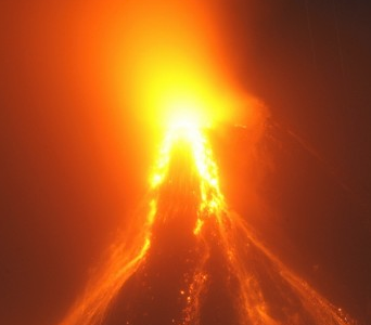 Asymmetrical Mount Mayo erupts