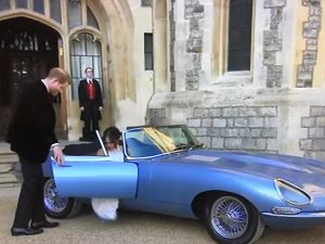 In the evening the couple left Windsor Castle in Jaguar E type.