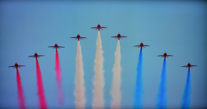 The Red Arrows flypast Buckingham Palace