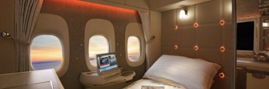 Virtual Windows inside Emirates Boeing 777-300E