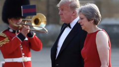 Donald Trump and Theresa May attending the black-tie dinner