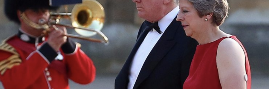 Donald Trump and Theresa May attending the black-tie dinner