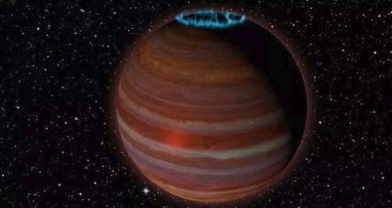 Artist’s conception of SIMP JO1365663+0933473. An object with 12.7 times the mass of Jupiter. National Radio Astronomy Observatory