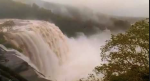 Athirapally falls flooded