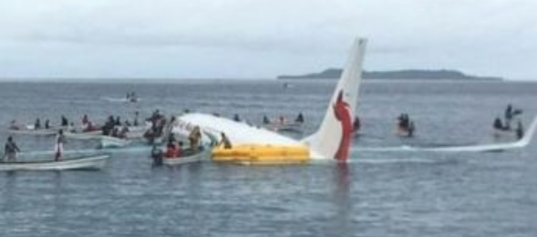 Air Niugini overshot the runaway and crashd in a lagoon