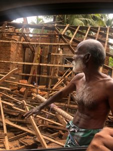 Subran's wooden house destroyed completely by flood in Kaeralm eranapuza near Kumaran Chara in Kerala.