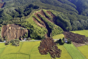Landslide in Hokkaido hills