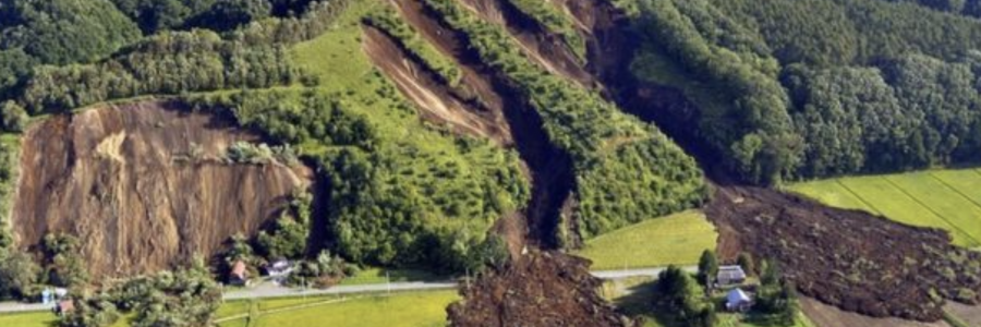 Landslide in Hokkaido hills