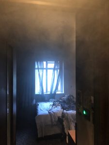 Smoke filled bedroom