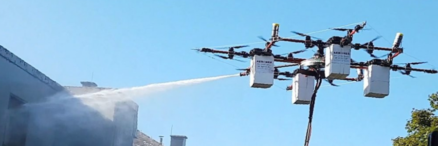 The Aerones Drone which can wash windows and fight fires.