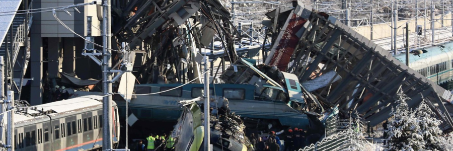 Mangled mess in the crash involving a passenger train and locomotive.