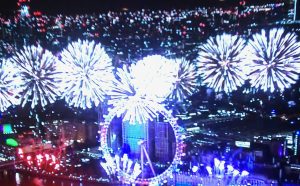 Pyrotechnics explode over London Eye for 10 minutes display
