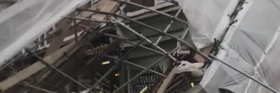 55mph wind causes the scaffolding to collapse
