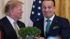 President Trump presented with Traditional shamrock on St Patrick'sm Day by Irish Prime Minister