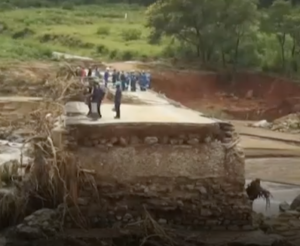 Timber factory workers stranded after a road was washed away in Chimanimani, eastern Zimbawe