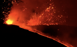 Mount Etna erupts and lights up the night sky