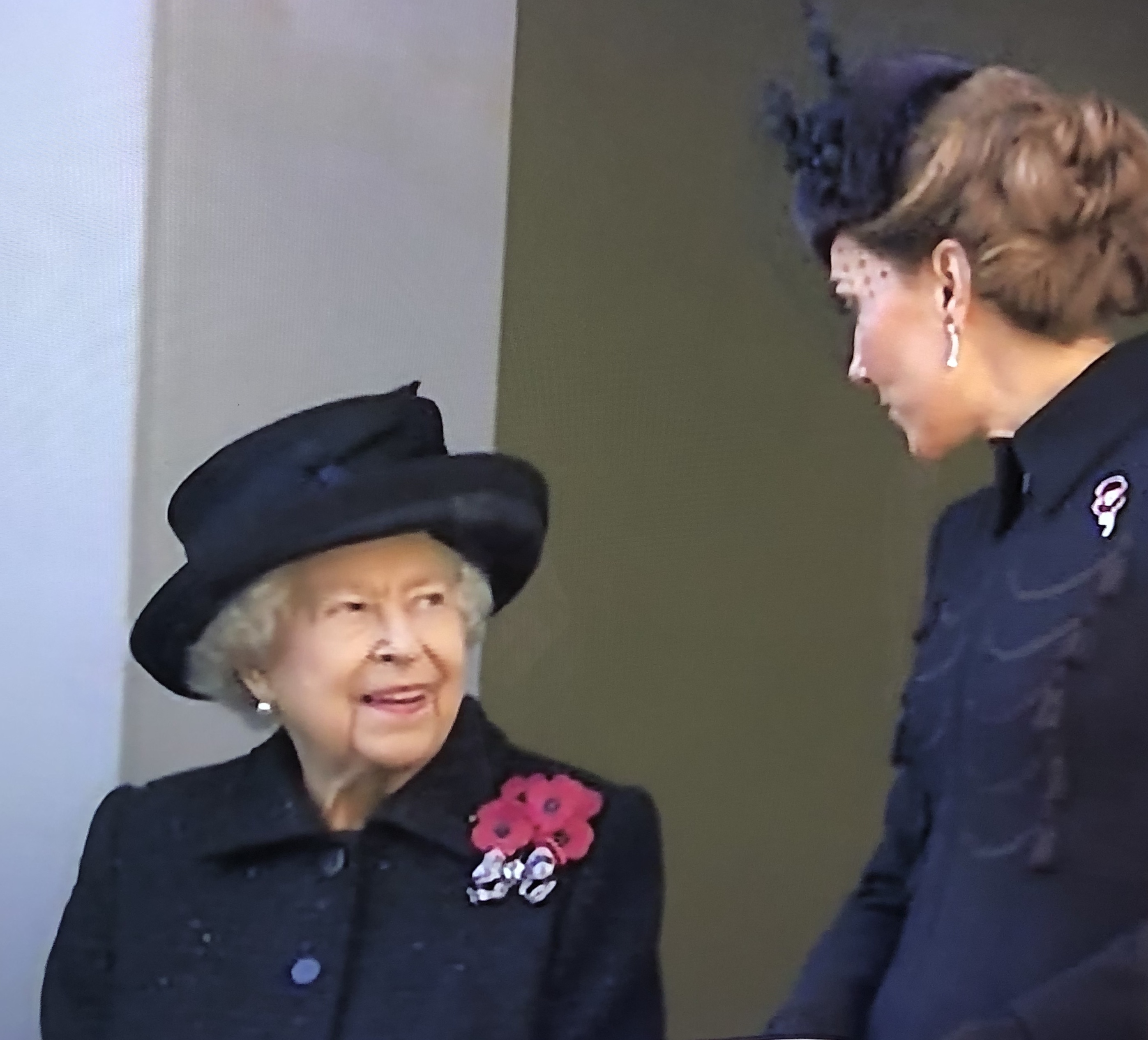 The Queen and the Duchess of Cambridge watched the ceremony from a  balcony.