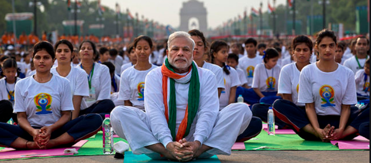 Narendra Modi practising Yoga