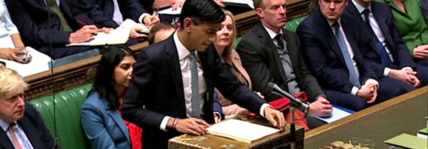 Chancellor Rishi Sunak delivering the budget