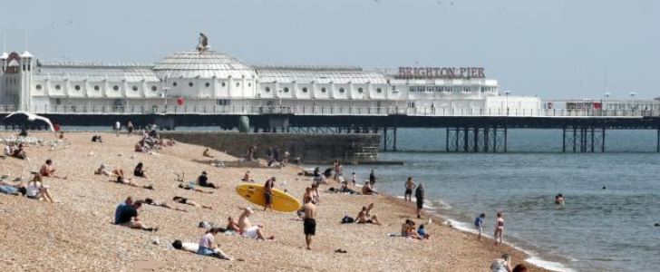 Bournemouth Beach on the weekend after relaxation of lockfown