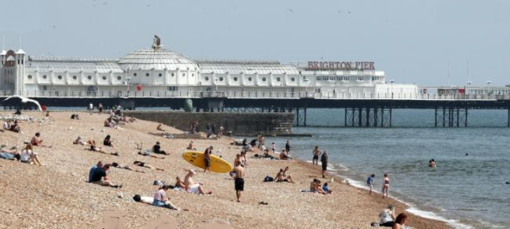 Bournemouth Beach on the weekend after relaxation of lockfown