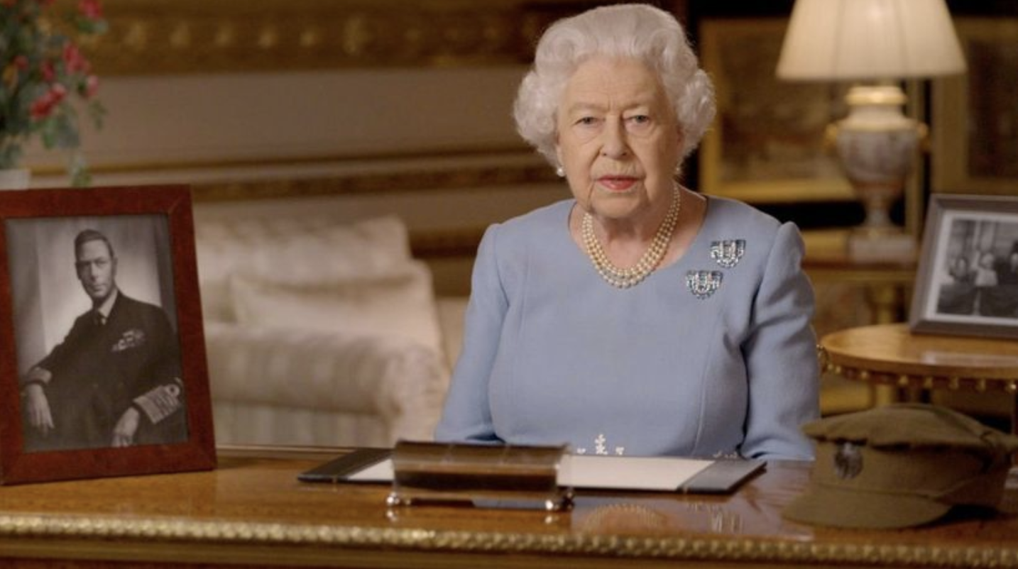 “We are still a nation of those brave soldiers, sailors an airmen would recognise and admire.” The Queen in a pre-recorded message from Windsor Castle.