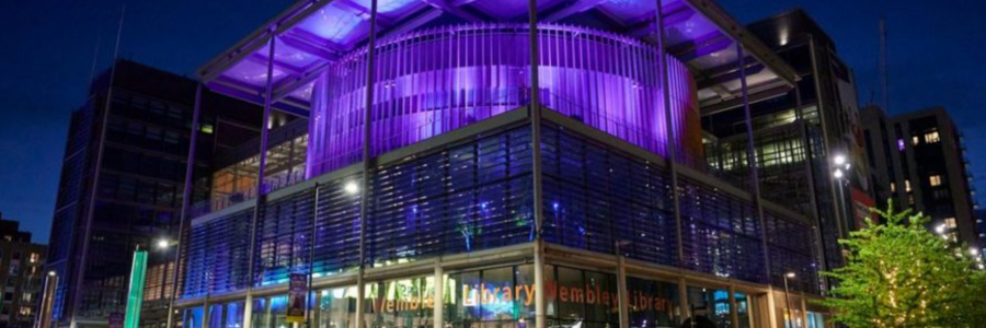 Brent City Council lit purple light