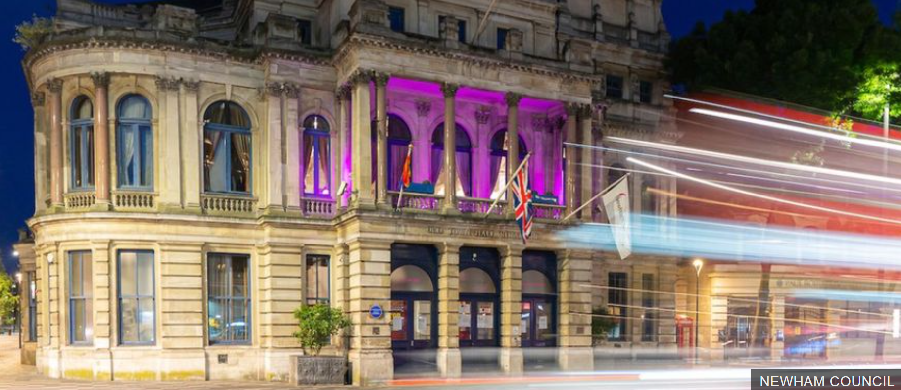 Newham Town Hall buildings and offices were turned purple to remember George Floyd.