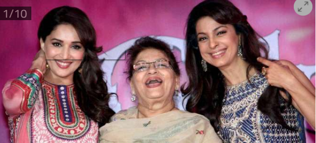 Bollywood actress Madhuri Dixit with Saroj Khan renowned choreographer who died aged 71