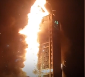 Fire engulfs 33-storey building