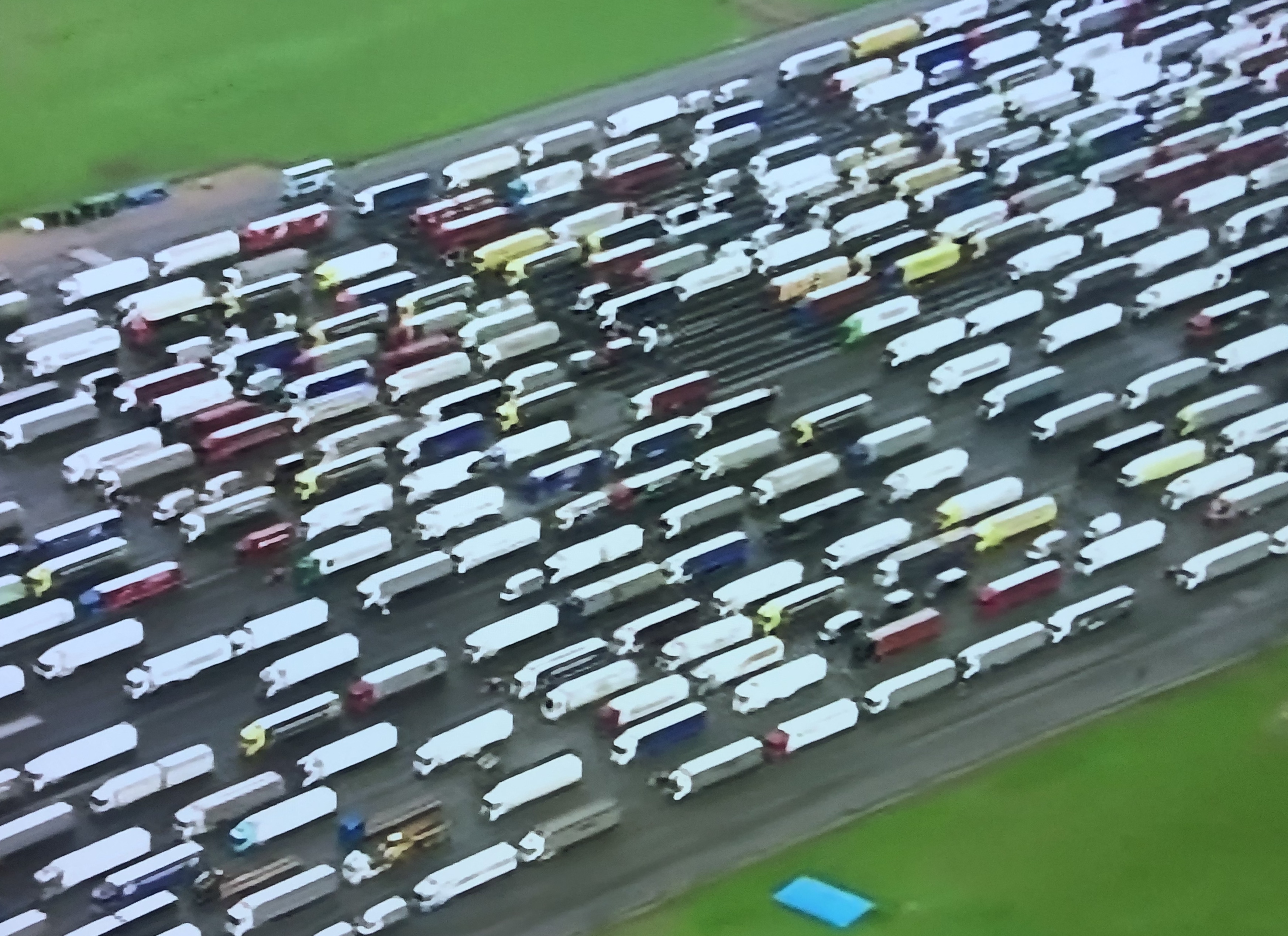 Over 1000 lorries parked in Manston airport near Ramsgate following the French travel ban.