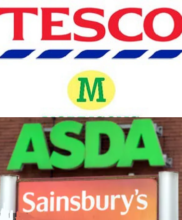 Four big supermarkets in the UK