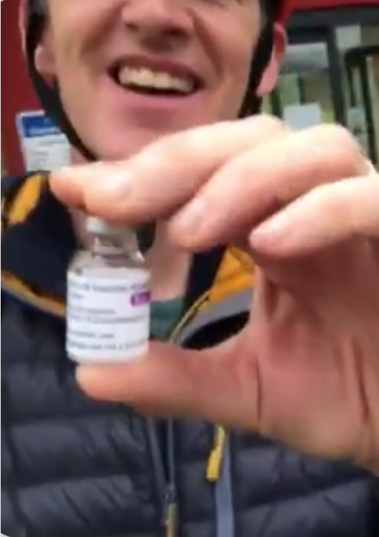 Dr Ollie hart delivering Astrazencavaccine