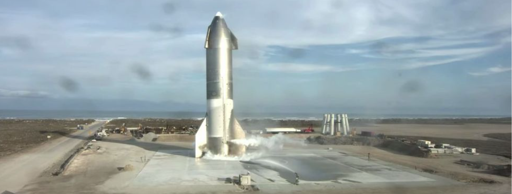 Space X's vehicle leans over the pad moments later it blew up.